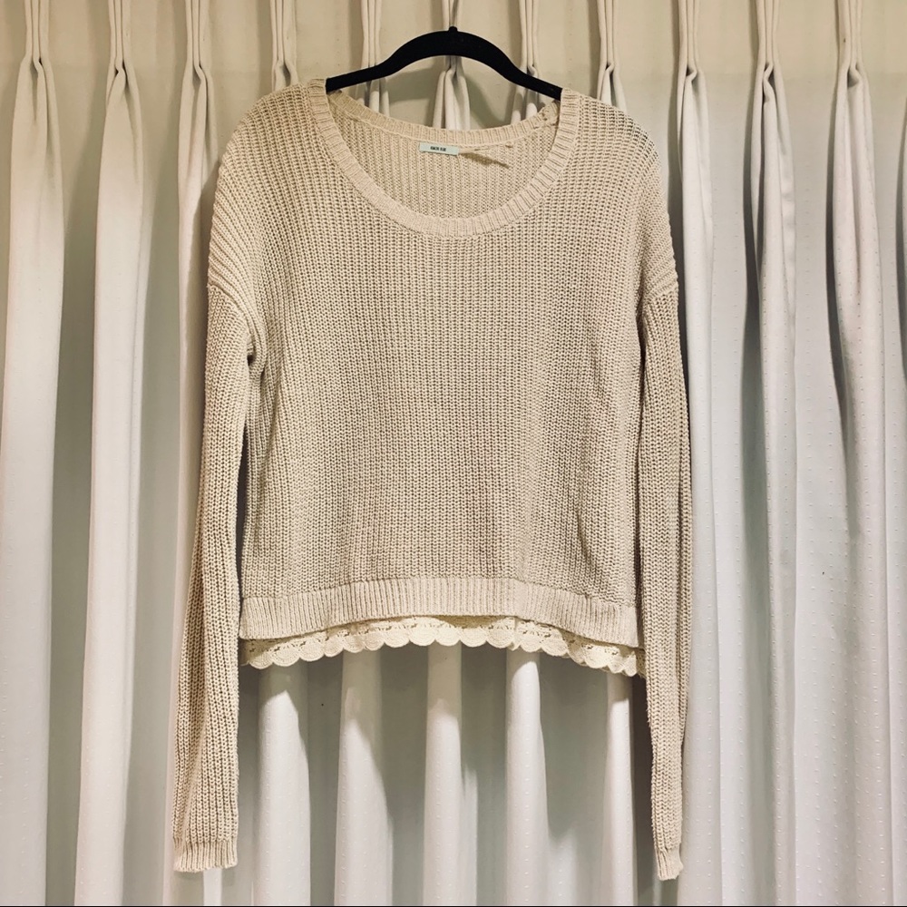 uo kimchi blue lace trim cropped sweater